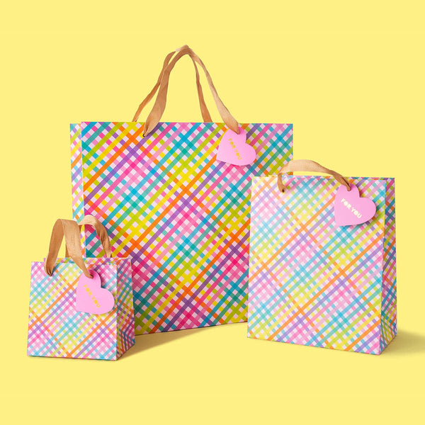 Colorful Gingham Gift Bags: Small