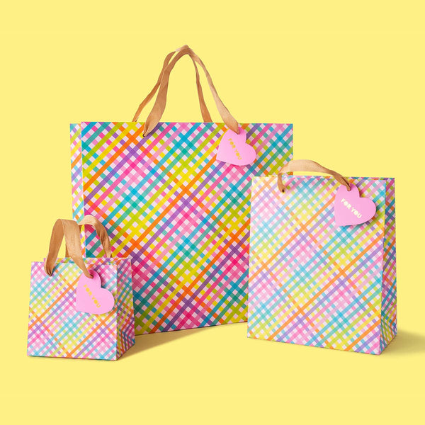 Colorful Gingham Gift Bags: Small