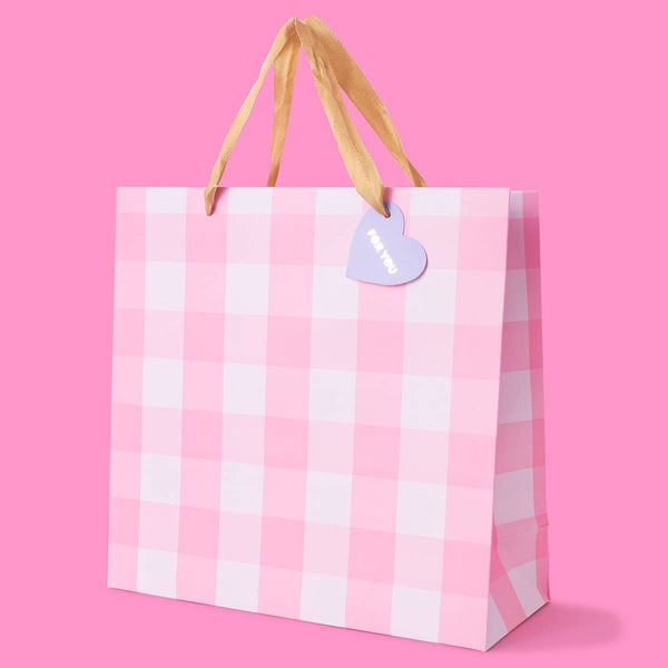 Light Pink Gingham Gift Bags: Medium
