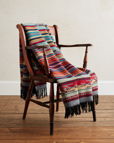 Chimayo Throw Blanket - Garnet/Gray Stripe