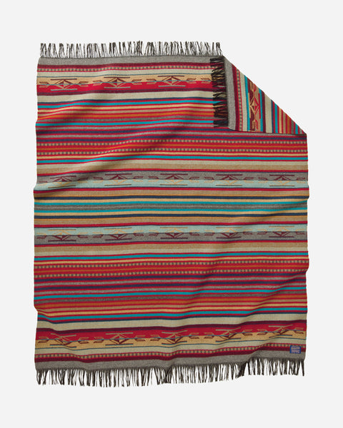 Chimayo Throw Blanket - Garnet/Gray Stripe