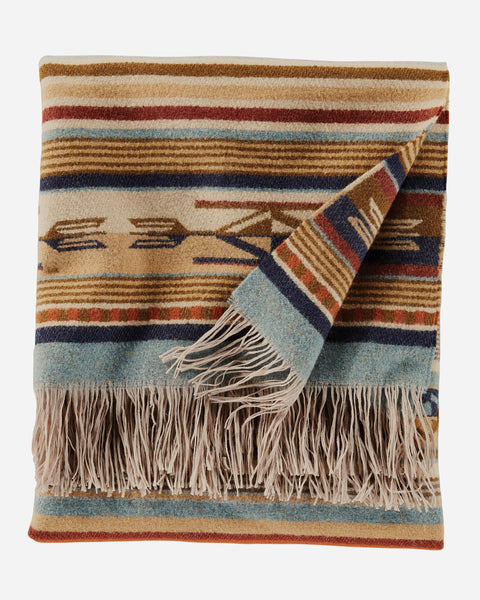 Chimayo Throw Blanket - Harvest Tan Stripe