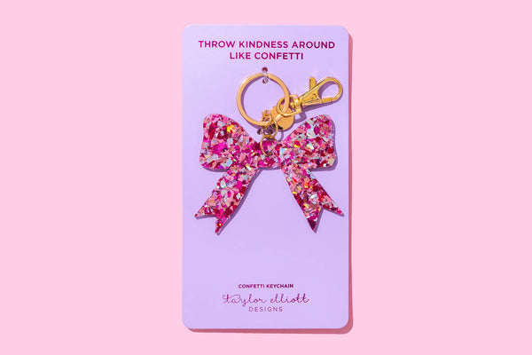 Bow Confetti Acrylic Keychain