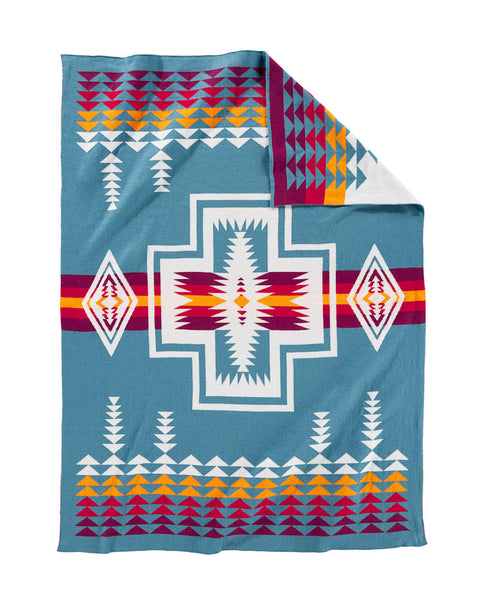 Knit Baby Blanket with Beanie - Harding Teal