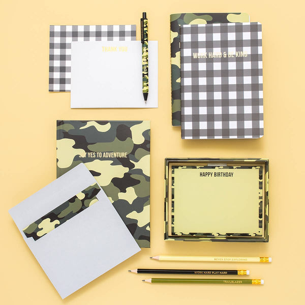 Camo + Gingham Gel Pen Set