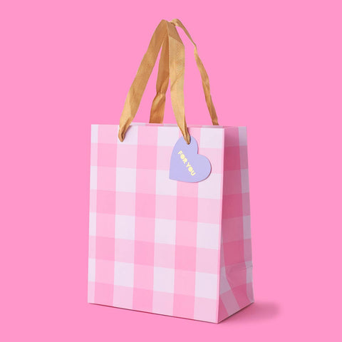 Light Pink Gingham Gift Bags: Medium