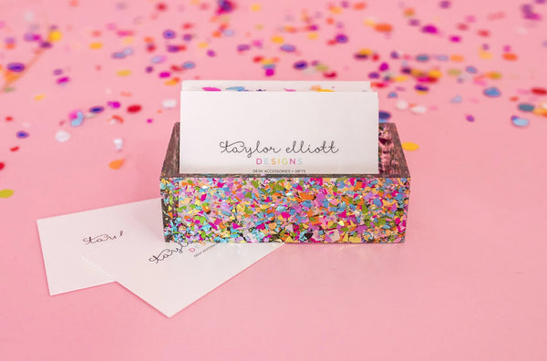 Confetti Acrylic Business Card Holder