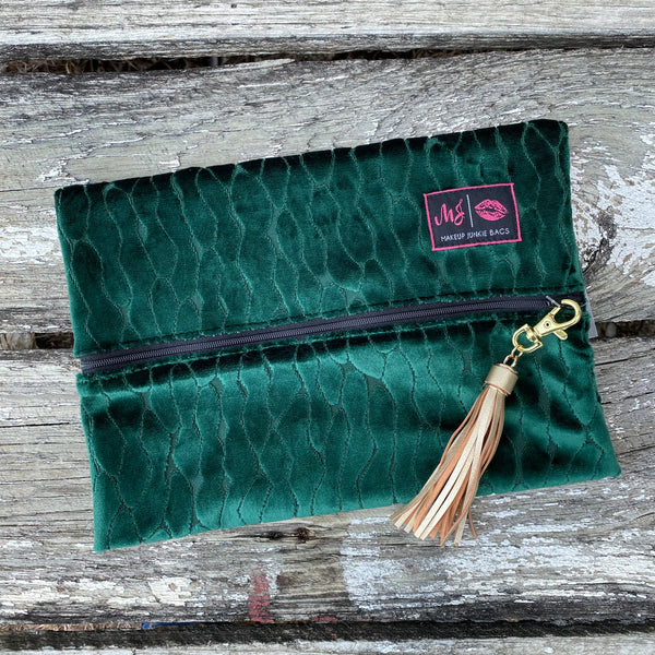 Makeup Junkie Bags - Green Velvet